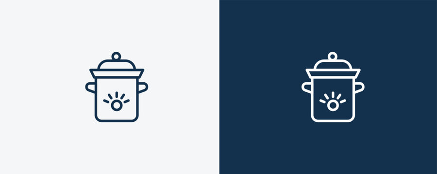 crock-pot icon. Outline crock-pot icon from electronic device and stuff collection. linear vector isolated on white and dark blue background. Editable crock-pot symbol.