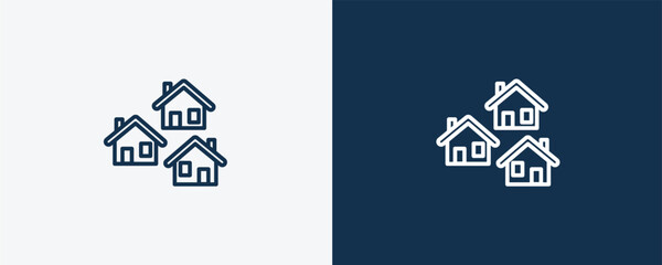 neighborhood icon. Outline neighborhood icon from real estate industry collection. Linear vector isolated on white and dark blue background. Editable neighborhood symbol.