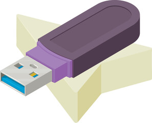 Info storage icon isometric vector. Modern metallic portable flash drive icon. Electronic device, modern technology