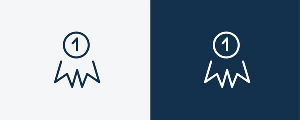 golden medal icon. Outline golden medal icon from sport and games collection. Linear vector isolated on white and dark blue background. Editable golden medal symbol.