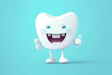 Happy tooth cartoon character. Generative AI 
