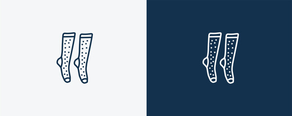 women socks icon. Outline women socks icon from clothes and outfit collection. Linear vector isolated on white and dark blue background. Editable women socks symbol.