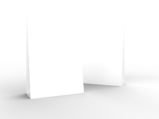 White Paper Stand Table Talker. Tent Table Card. PNG file. 3d render. Blank Mockup.