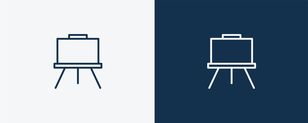 canvas icon. Outline and filled canvas icon from education and science collection. Linear vector isolated on white and dark blue background. Editable canvas symbol.