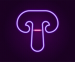 Glowing neon line Mushroom icon isolated on black background. Colorful outline concept. Vector