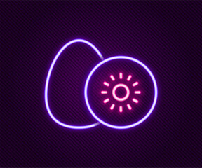 Glowing neon line Kiwi fruit icon isolated on black background. Colorful outline concept. Vector