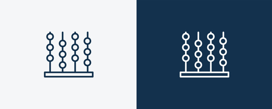 abacus icon. Outline and filled abacus icon from education and science collection. Linear vector isolated on white and dark blue background. Editable abacus symbol.