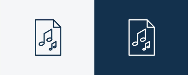 audio file icon. Outline audio file icon from automation and high tech collection. Linear vector isolated on white and dark blue background. Editable audio file symbol.