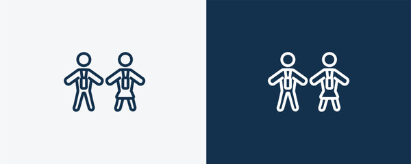 cooker couple icon. Outline cooker couple icon from humans and behavior collection. Linear vector isolated on white and dark blue background. Editable cooker couple symbol.