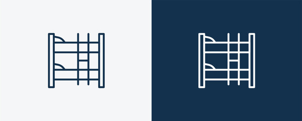 bunk icon. Outline bunk icon from hotel and restaurant collection. Linear vector isolated on white and dark blue background. Editable bunk symbol.