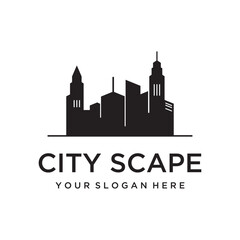 Obraz premium Healthy modern city skyline logo template design.Logo for business, property, building and architect.