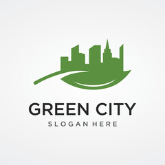 Fototapeta premium Healthy modern city skyline logo template design.Logo for business, property, building and architect.