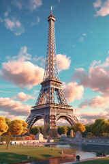 Fototapeta na wymiar An iconic landmark, the Eiffel Tower, capturing the essence of a popular tourist destination. Generative AI technology
