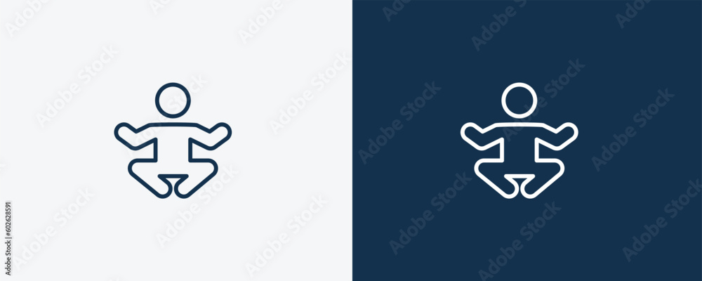 Sticker yoga position icon. outline yoga position icon from behavior and action collection. linear vector is