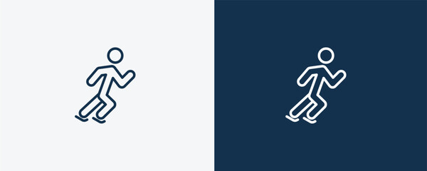 man skating icon. Outline man skating icon from behavior and action collection. Linear vector isolated on white and dark blue background. Editable man skating symbol. © Abstract