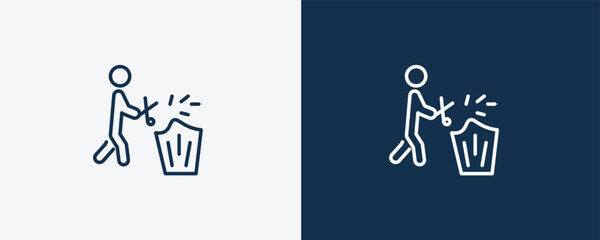 prune hedge icon. Outline prune hedge icon from behavior and action collection. Linear vector isolated on white and dark blue background. Editable prune hedge symbol.