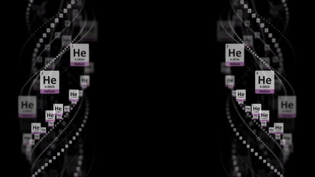 HELIUM Molecule Symbol, Chemistry Periodic Table, Animation, Background, Rendering, Loop
