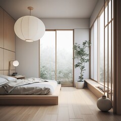 minimalistic asian interieur design, feng shui, harmony, bedroom