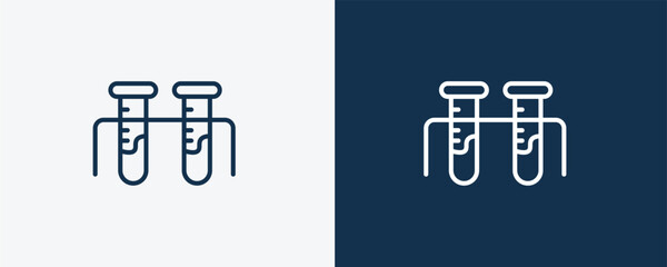 chemical test tube icon. Outline chemical test tube, medical icon from education collection. Linear vector isolated on white and dark blue background. Editable chemical test tube symbol.