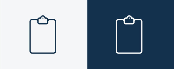 blank clipboard icon. Outline blank clipboard, clipboard icon from education collection. Linear vector isolated on white and dark blue background. Editable blank clipboard symbol.