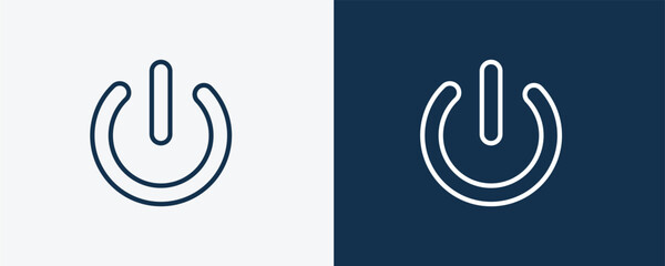 green power icon. Outline green power, power icon from ecology collection. Linear vector isolated on white and dark blue background. Editable green power symbol.