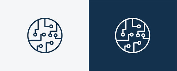 chips icons. Outline chips, computer icon from computer and tech collection. Linear vector isolated on white and dark blue background. Editable chips symbol.