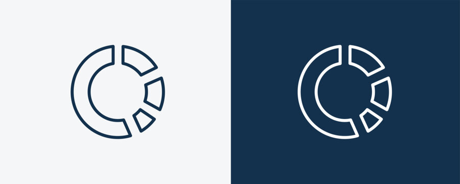 pie chart statistics icon.Outline pie chart statistics icon from business collection. Linear isolated on white and dark blue background. Editable pie chart statistics symbol.