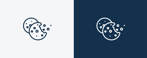 cookies icon. Outline cookies icon from artificial intellegence collection. Linear vector isolated on white and dark blue background. Editable cookies symbol.