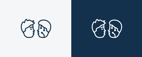 turing test icon. Outline turing test icon from artificial intellegence collection. Linear vector isolated on white and dark blue background. Editable turing test symbol.