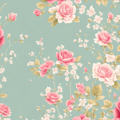 Botanic garden pastel color elegant nature rose flower plant background illustration created with generative AI technology