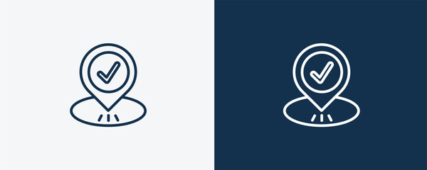 visit icon. Outline visit icon from artificial intellegence collection. Linear vector isolated on white and dark blue background. Editable visit symbol.