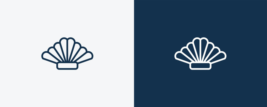 shell icon. Outline shell icon from travel and trip collection. Linear vector isolated on white and dark blue background. Editable shell symbol.