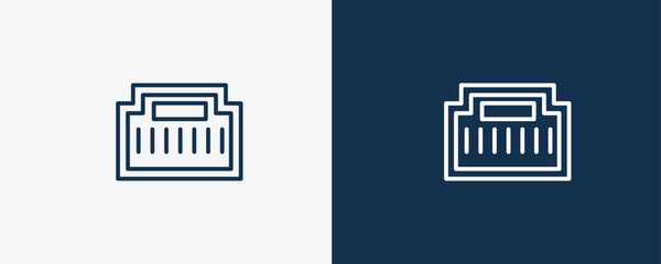 telephone connector icon. Outline telephone connector icon from technology collection. Linear vector isolated on white and dark blue background. Editable telephone connector symbol.