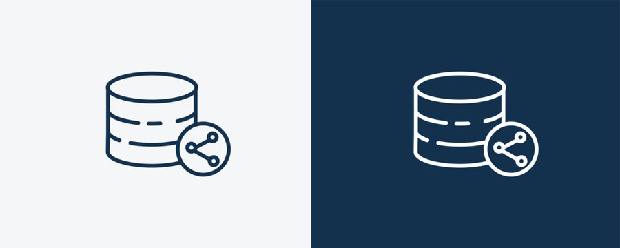 circular database icon. Outline circular database icon from technology collection. Linear vector isolated on white and dark blue background. Editable circular database symbol.