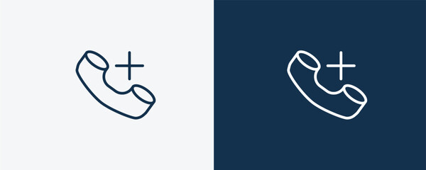 add call icon. Outline add call icon from technology collection. Linear vector isolated on white and dark blue background. Editable add call symbol.