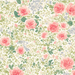 Botanic garden pastel color elegant nature rose flower plant background illustration created with generative AI technology