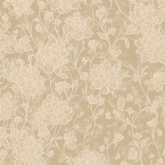 Fototapeta premium Botanic garden hand drawn flower outline abstract background illustration created with generative AI technology