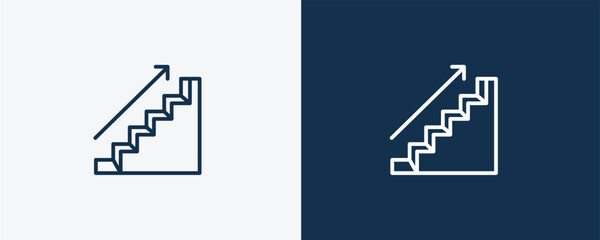 career ladder icon. Outline career ladder icon from startup and strategy collection. Linear vector isolated on white and dark blue background. Editable career ladder symbol.