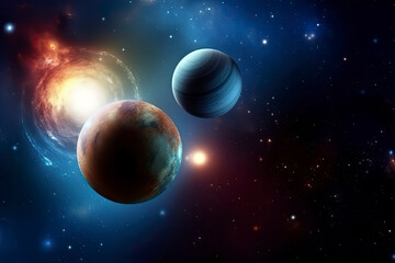 planets in the background of space