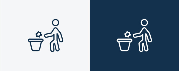 throw icon. Outline throw icon from Hygiene and Sanitation collection. Linear vector isolated on white and dark blue background. Editable throw symbol.