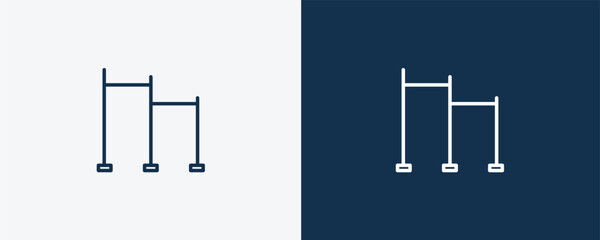 horizontal bar icon. Outline horizontal bar icon from Fitness and Gym collection. Linear vector isolated on white and dark blue background. Editable horizontal bar symbol.