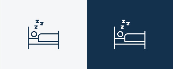 sleep icon. Outline sleep icon from Fitness and Gym collection. Linear vector isolated on white and dark blue background. Editable sleep symbol.