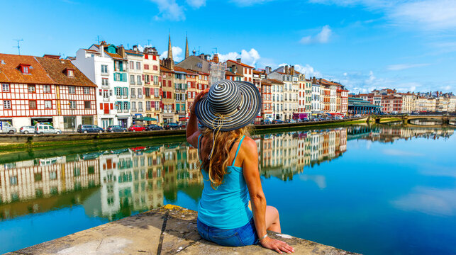 Woman Tourist In Bayonne- France, Basque Country