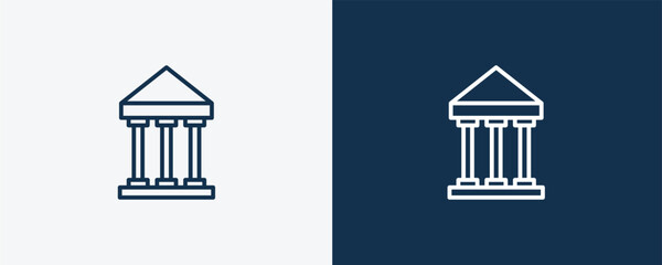 antic architecture icon. Outline antic architecture icon from museum and exhibition collection. Linear vector isolated on white and dark blue background. Editable antic architecture symbol.