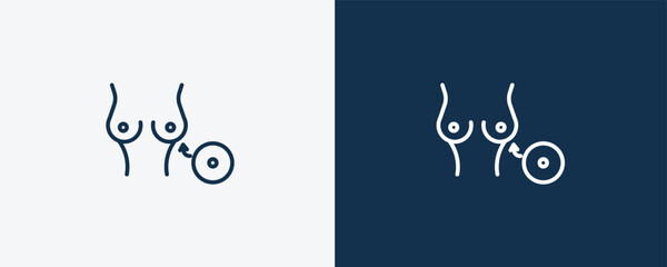 breast implant icon. Outline breast implant icon from medical collection. Linear vector isolated on white and dark blue background. Editable breast implant symbol
