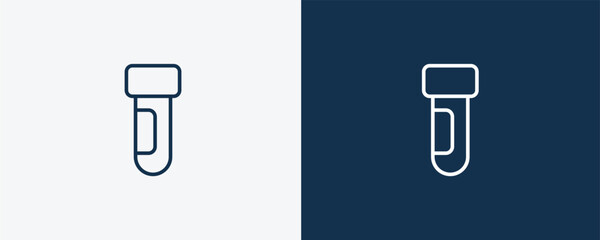 blood sample icon. Outline blood sample icon from medical collection. Linear vector isolated on white and dark blue background. Editable blood sample symbol