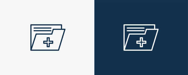 medical records icon. Outline medical records icon from medical collection. Linear vector isolated on white and dark blue background. Editable medical records symbol