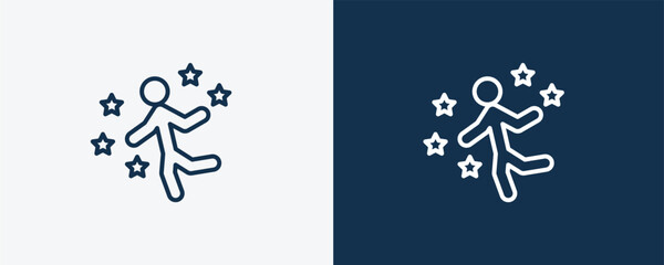 great human icon. Outline great human icon from feeling and reaction collection. Linear vector isolated on white and dark blue background. Editable great human symbol.