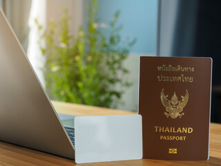 Thailand passport with white card for copy area Easy Expense Travel Accumulate points from secure online travel payments.