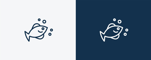 Obraz premium marine fish icon. Outline marine fish icon from culture and civilization collection. Linear vector isolated on white and dark blue background. Editable marine fish symbol.